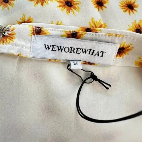 We Wore What Mini Slip Skirt Size Medium Satin it Ditsy Daisy Y2K Daisies Floral