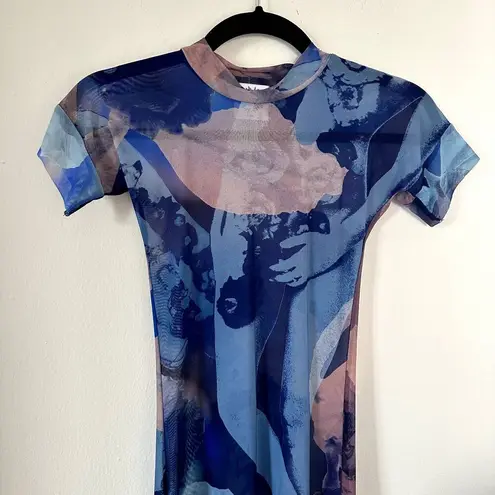 With Jean Sami Mini Mesh Dress in Blue Print