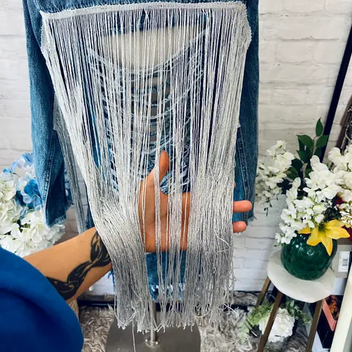 Boutique Long Tassel Back Denim Jacket