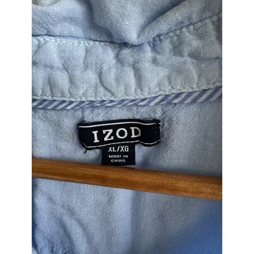 IZOD Women's Blue Blouse Long Sleeved Button Up Size XL Pocket