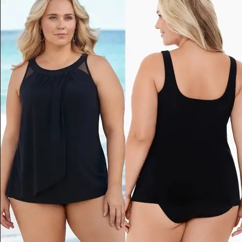 MiracleSuit Illusionist Ursula Tankini Top Womens Size 12 Black *FLAWED TOP ONLY