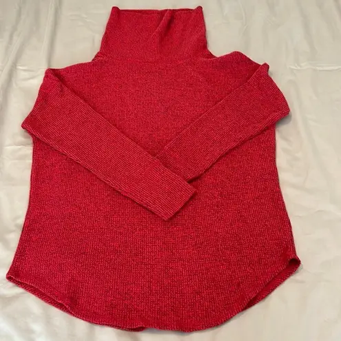 Time & Tru szM red and black marbled thermal long sleeve cowl neck sweater EUC Size M