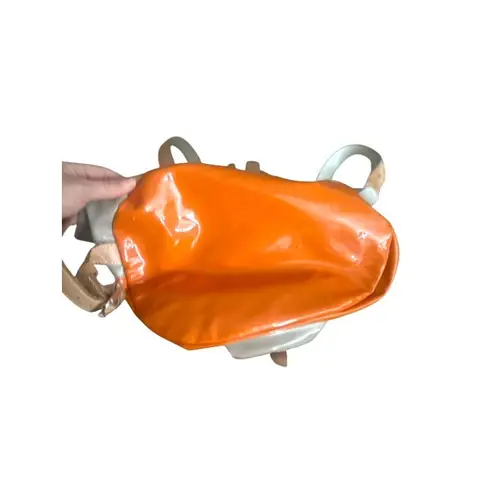 Harper Ave Orange Cream Patent Vinyl Leather Trim Backpack Bag Travel Diaper Bag