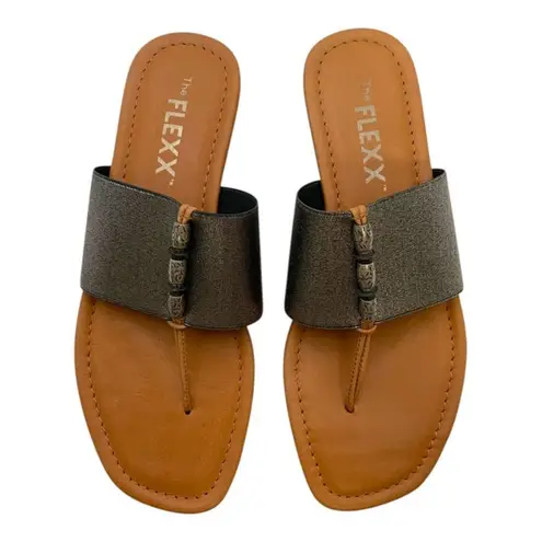 The FLEXX Rain Maker Thong Sandal Silver Elastic/Vaccheta US Women's 7.5M Size 7.5