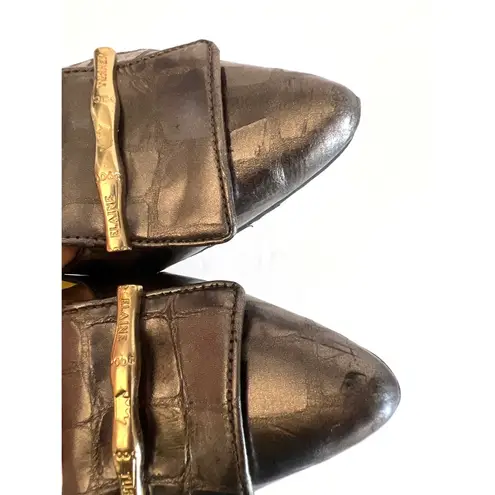 Elaine Turner Julia Pewter Tortoise Print Leather Flats Sz 8.5