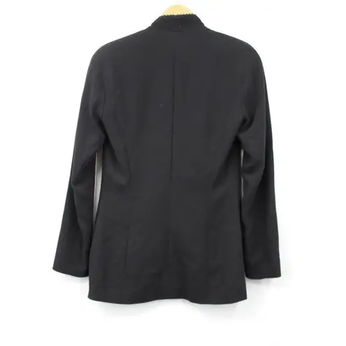 Escada Blazer Rhinestone Crystals Zipper Wool Jacket Black Lined Size 34 Small