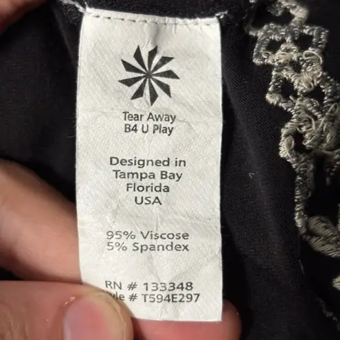 Free People Y2K Boho Vintage Bell Long Sleeve Black Embroidered Dress Tunic Size Medium