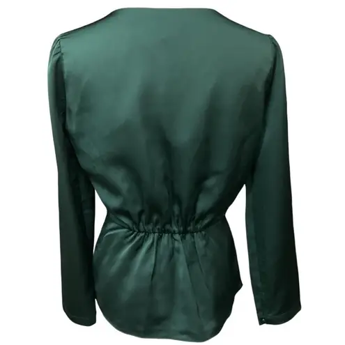 J.Crew Peplum Poplin Babydoll Button Up Blouse Satin Top Emerald Green Sz 2 NWT