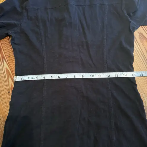 Boden USA Boden Shirt Dress 6L Black Button Front Pockets 3/4 Sleeve Basic Minimal Teacher