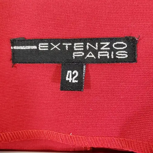 EXTENZO PARIS Women's Large Red Solid Moto, Trench, Quilted, Faux Leather Coat