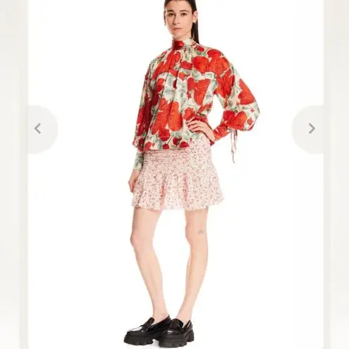 Ganni Georgette Ruched Chiffon Disty High-waisted Mini Skirt Women’s size 4 or S