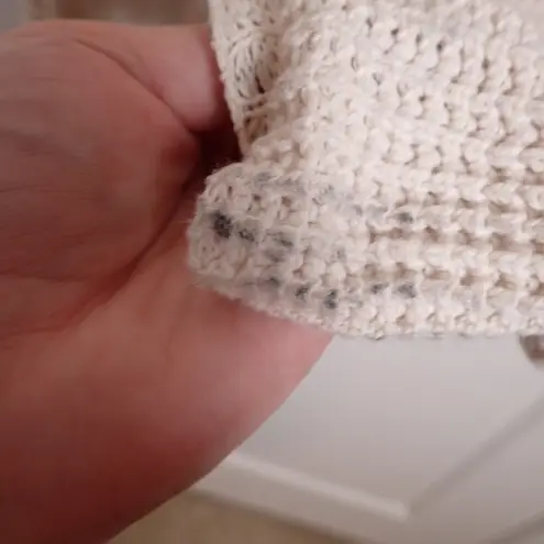 Free People Womens Pullover Sweater Ivory Cold Shoulder V Neck Ribbed Fringe S