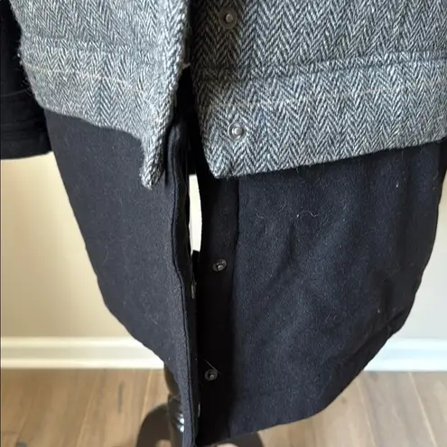 prAna Caprise Insulated Wool Blend Convertible Gray and Black Trench Coat