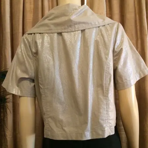 Dimri Women's Metallic Short Sleeve Shawl Neck Jacket