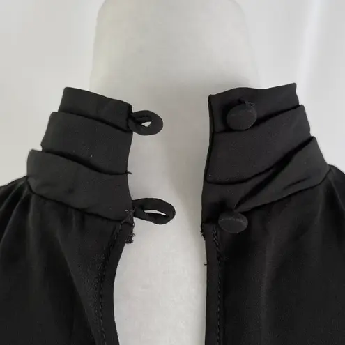 Krisa New Pleated Mock Neck Keyhole Back Long Sleeve Blouse Black Size XS