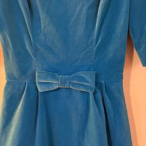 Circa 1960's Lorrie Deb blue velvet short sleeve dress Size 4
