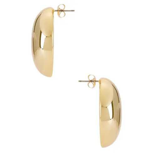 Ettika Smooth Dome Earrings in Gold New Womens Pebble