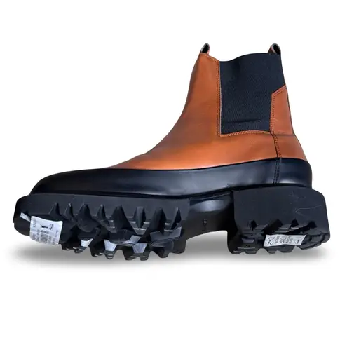 AllSaints Harlee Tan Brown Leather Lug Sole Chelsea Boots Size 8 Statement