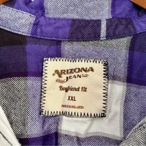 Arizona Jeans 🦋 Arizona Jean Company Purple Flannel Boyfriend Fit Button Down XXL