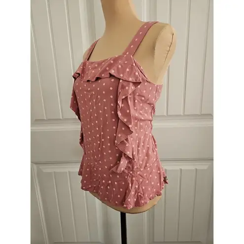 Matilda Jane Clam Bake Top Polka Dot Ruffle Happy & Free M Rayon Cottage Preppy