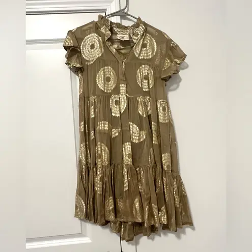 Muche Et Muchette Metallic Tiered Mini Dress Gold Size undefined