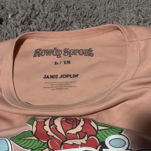 Rowdy Sprout Janis Joplin Rose Long Sleeve Rib Tee in Blush Teen Size 18 (L) Pink