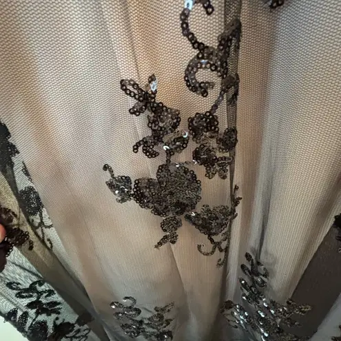 Boutique Black Sequin Embellished Ballet Dress Sz 14W Full Skirt Lined V Neck