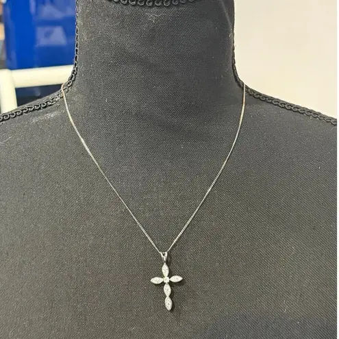 Charter Club NIB Holy Cross Necklace & Earrings Set - Silver Tone Cubic Zirconia