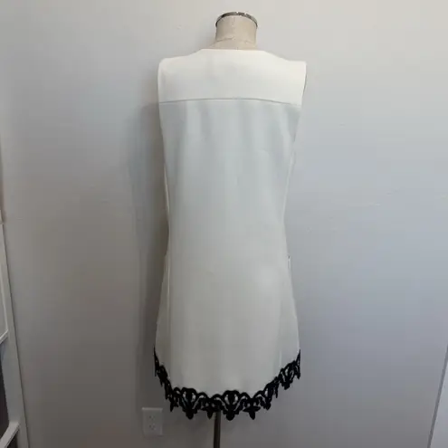 See By Chloe 40 US XS Crepe Mini Dress Jumper A-Line V-Neck Lace Hem Oversized