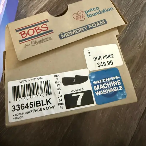 BOBS Skechers Plush Peace & Love Black Memory Foam Slip