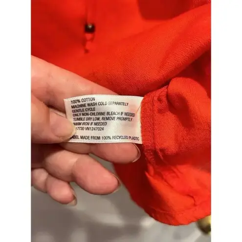 Knox Rose  Women's Orange Red‎ Short Sleeve Lace Up Top Cotton Women’s Size Large