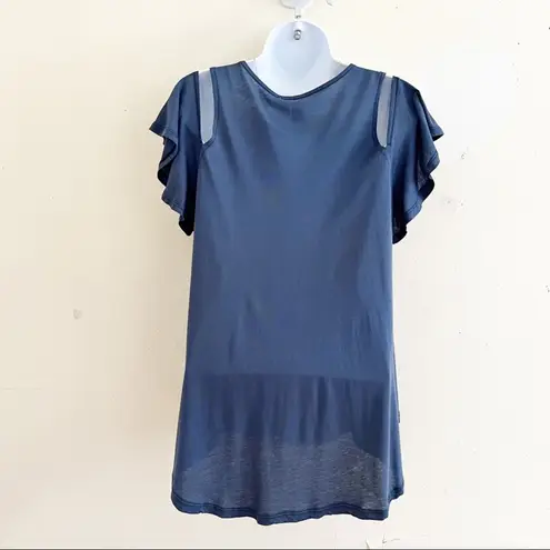 Others Follow Up All Night Blue Cold Shoulder Short Sleeve Top, S, NWT!
