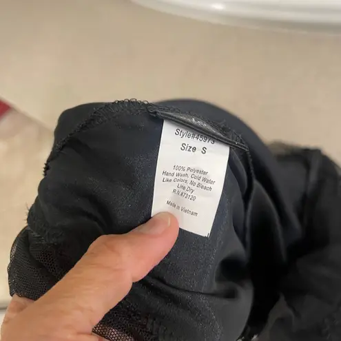 Frederick's of Hollywood Black Maxi Slip Dress Sexy Sheer Lace Formal Evening sm