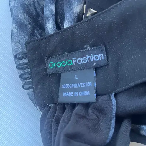 Gracia FASHION Bubble Hem Drop Waist Studded Halter Dress Sz Large Grunge Y2K