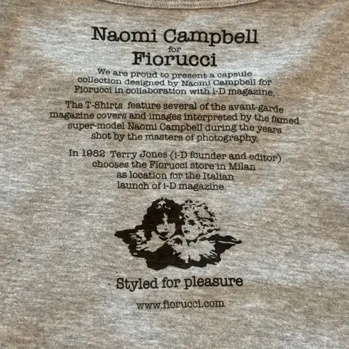 Fiorucci x Naomi Campbell Crewneck Gray Cotton Shirt Womens Size Large