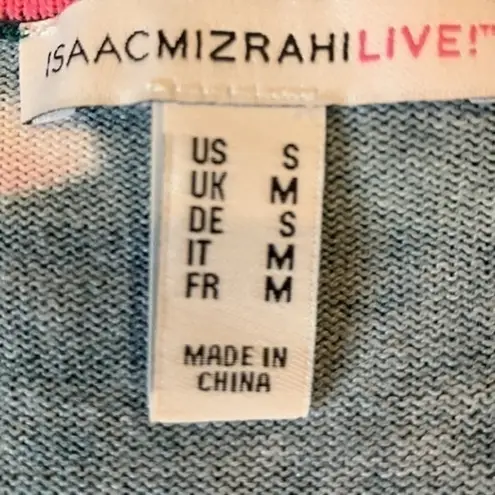 Isaac Mizrahi Live floral ruffle bell sleeve cardigan sweater fine knit S