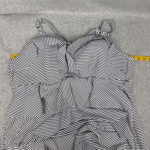 Cacique Women's Stripe Ruffle Tankini Top Blue Size 24 Beach Pool