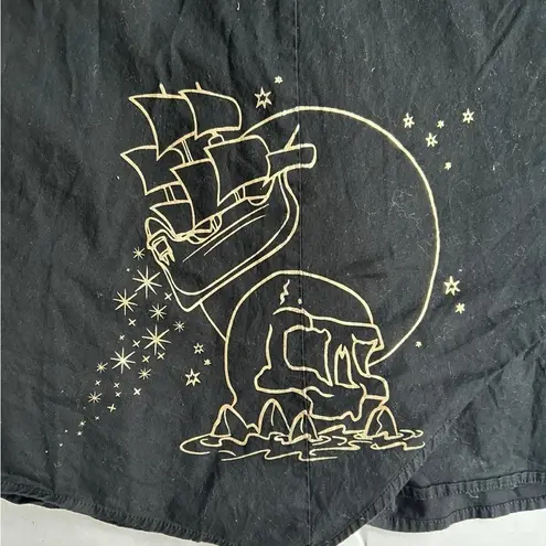 Disney Women’s  Peter Pan Neverland Asymmetrical Lace Up Dress Black Gold Foil 16