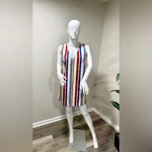 NWT Pomander Place Stripe Kira Dress M 100% Cotton Patriotic Style Blue Size M