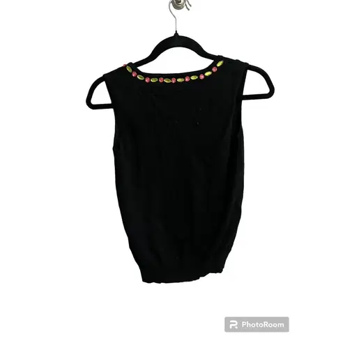 Cynthia Steffe  Beaded Black Sleeveless Stretch Blouse