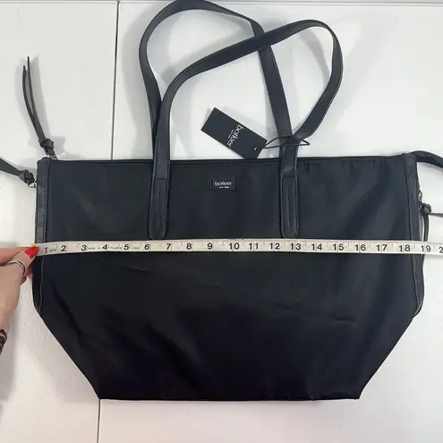 Botkier  New York Black Nylon Tote Vegan Leather Trim Zipper Shoulder Bag NEW