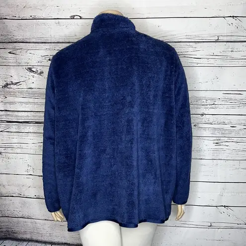 Woman Within  Size 26/28 2X Blue Teddy Bear Cozy Long Sleeve Zip Front Jacket