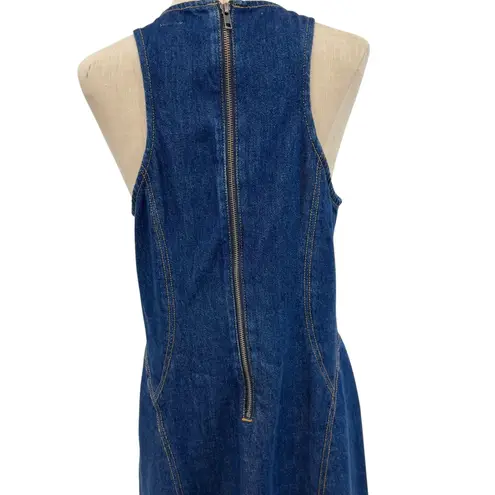 RE/DONE Denim Split-Front Racerback Minidress Dress Blue Size Medium
