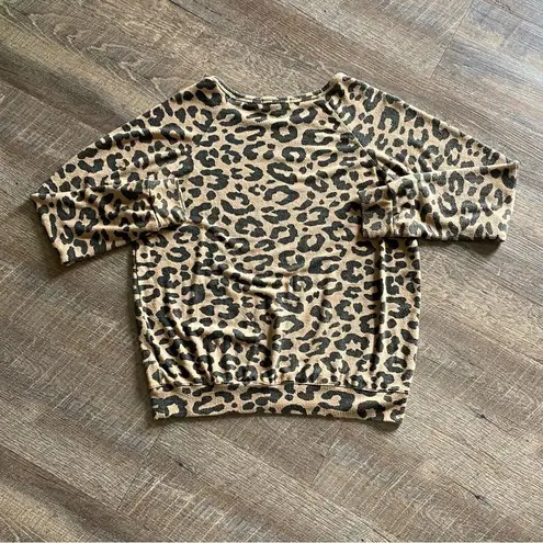 Buffalo David Bitton Leopard Sweater Soft Animal Print Small Top