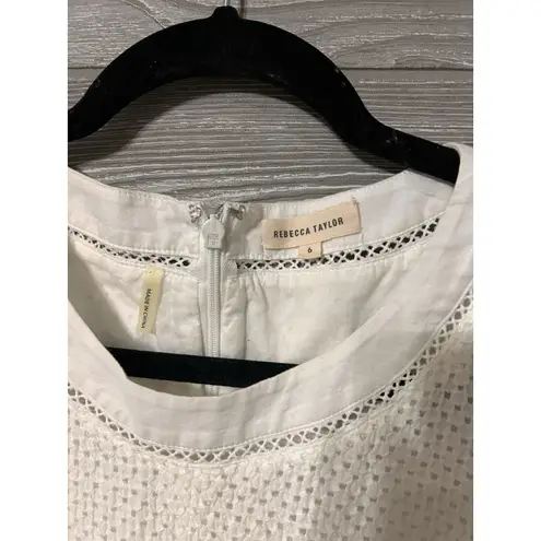 Rebecca Taylor Francine Eyelet Lace Tie Waist Dress Size 6 Cream White