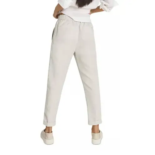 Reiss Lily Pull-On Straight-Leg Trousers Button Fly Size 6 White Coastal