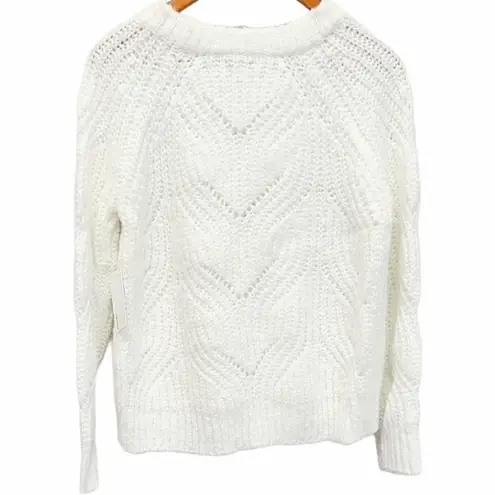 Kensie  Twisted Fuzzy Yarn Sweater in Ivory Size Large