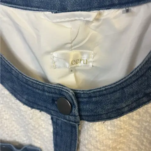 Ecru White and Blue Blazer with Navy Trim