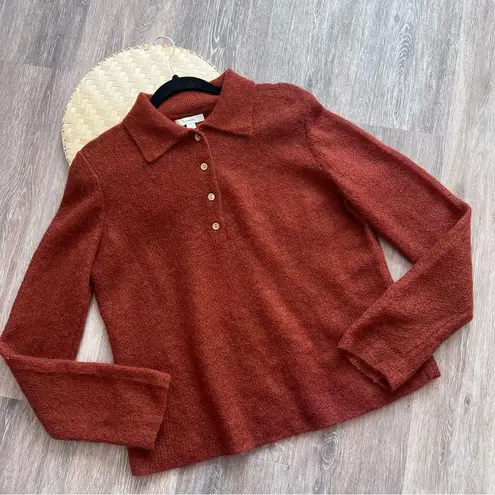 Vince ‎ brushed mohair wool collared sweater rust red women’s size XL - Image 4