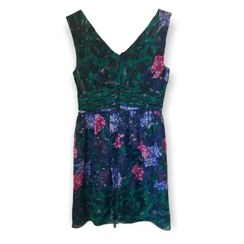 Anna Sui Blurred Hydrangea Dress Watercolor Floral Size 2 Sleeveless Mini Black